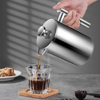 French Press Coffee Maker With 3-Layer Filter System Double Wall Insulated Stainless Steel Multifunction Brewed Coffee Pot With 1 Coffee Spoon And Cleaning Brush(/Silver B,700ml) - Image 2