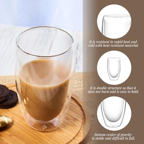 Glass Coffee Cups Set of 4, 15 oz Insulated Double Wall Glass Espresso Cups, Coffee Mug for Espresso, Cappuccino, Latte, Tea - Image 2