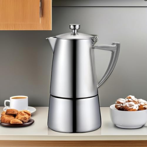 CUISINOX Roma Satin Stainless Steel Moka Pot Stovetop Espresso Maker, 6-Cup - Image 4
