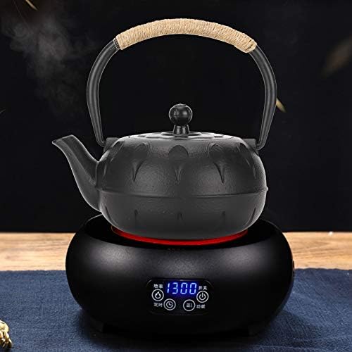 Cast Iron Teapot, Black 0.6L Tea Kettle Japanese Tetsubin Tea Pot with Stainless Steel Infuser for Loose Leaf Cast Iron Tea Pot for Stovetop Flower Design - Image 4