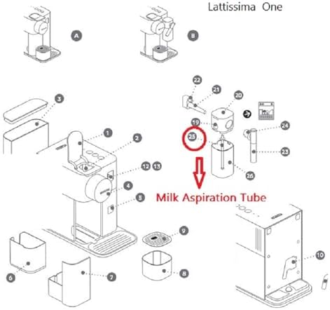 Spare Part Replacement, Milk Tank, Compatible For Nespresso Lattissima One, EN500 Coffee Machine Milk Cover Assembly - Image 3