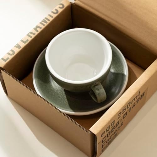 Loveramics Matt Cappuccino Cup, 8 oz Ceramic Latte Art Mug with Saucer, Thick-walled stoneware cup Set, Barista Latte Cup Set for Latte, Cappuccino, Tea - Mineral Colors (Forest, 8OZ) - Image 3