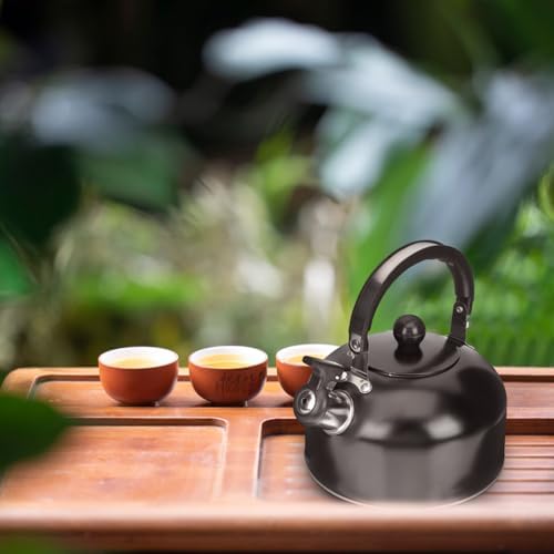 3l Stainless Steel Whistling Tea Kettle with Black Handle - Image 2