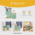TEATALK Ceramic Canister with Airtight Lid, Cookie & Coffee Canister for Countertop, Food Storage Jar for Sugar, Tea, Matcha, Candy, Coffee Bean Container, Green,7.7"+5.7" - Image 3