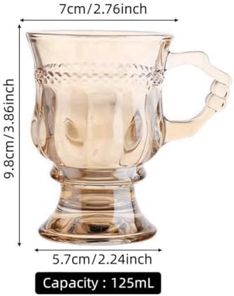 4pcs Vintage Irish Coffee Mugs, Crystal Clear Irish Coffee Glass with Handle, Small Footed Stem Base, Heat Resistant, Heavy Duty Cups for Hot Chocolate, Tea, Coffee, Beige - Image 6