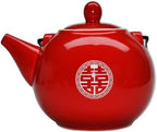 Chinese Teapot 28oz Porcelain Tea Pot Red (Double happiness Teapot) - Image 2