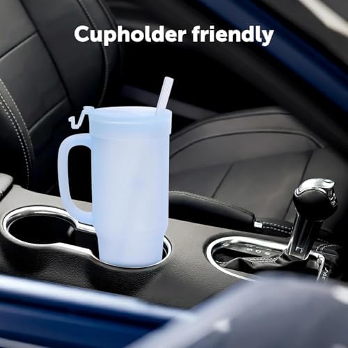 Silipint 32oz Silicone Humbler Tumbler with Handle, Flip Lid and Straw – BPA-Free, Non-Toxic, Unbreakable, Microwave, Dishwasher Safe – Perfect for Tea, Cold Water, Icicle - Pack of 2 - Image 2