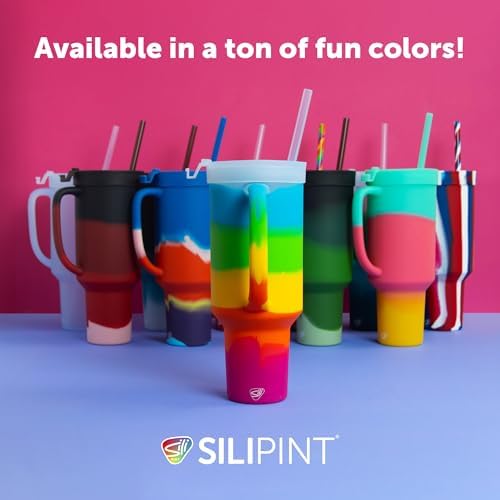 Silipint 64oz Silicone Tumbler with Handle, Flip Lid and Straw – BPA-Free, Non-Toxic, Freezer, Microwave, Dishwasher Safe Tumbler – Perfect for Tea, Smoothies (Moon Beam) Pack of 1 - Image 7