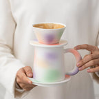 Handmade Color Rainbow Pour Over Coffee Maker Set, Ceramic Coffee Dripper Brewer Heat Resistant Coffee Pot Decanter ACM05C - Image 7