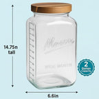 kitchentoolz 2 Gallon Glass Mason Jar with Airtight Wooden Lid – Wide Mouth Square Storage Container with Measurement Marks – Ideal for Pantry Organization, Dry Goods & Food Prep - Image 5