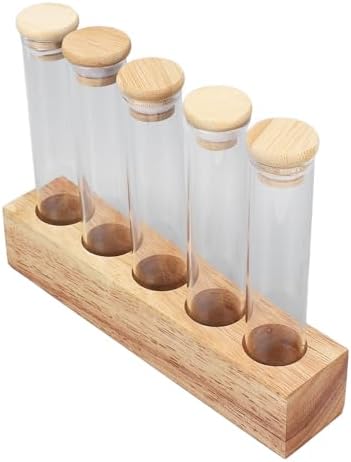 Cocoarm Coffee Bean Storage Containers, Airtight Glass Jars, with Solid Wood Base, Single Dose Canisters, Quality Durable, Coffee Bean Storage Tubes, for Home Kitchen Cafe (5 Hole) - Image 3