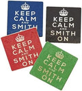 Infusion Keep Calm and Smith On - Personalized Tumbled Travertine Coasters - Set of 4 by Infusion