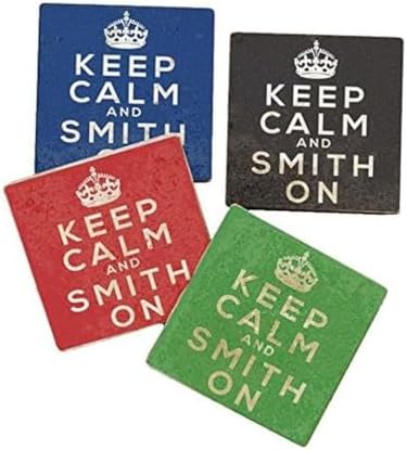 Infusion Keep Calm and Smith On - Personalized Tumbled Travertine Coasters - Set of 4 by Infusion