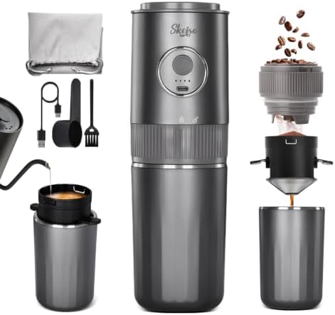 Portable All-in-One American Coffee Maker with Electric Grinder by SKEISO