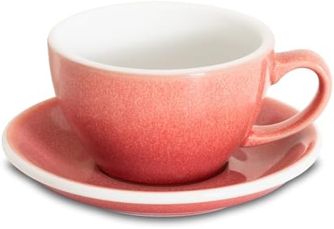 Loveramics Coffee Cup Ceramic, 10 oz Latte Art Cup with Saucer for Cappuccino, Tea, Espresso, Thick - walled stoneware Cappuccino mug Set for Cafe and Barista - Potters Colours (Berry, 10OZ) by LoveramicsUSA