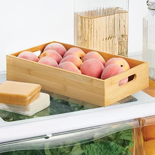 mDesign Wide Bamboo Kitchen Cabinet & Fridge Drawer Organizer Tray - Storage Bin with Handles for Cutlery, Serving Spoons, Cooking Utensils, Appliances - Echo Collection, 2 Pack, Natural Wood - Image 3