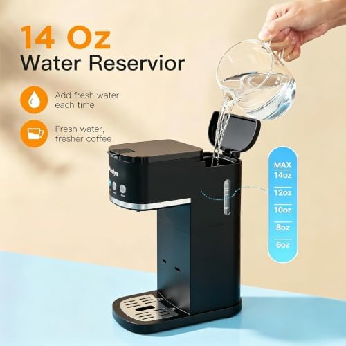 Jesslyn Single Serve Hot and Iced Coffee Maker, Compatible with Multiple Coffee Pods & Ground, Fits Tall Mugs, Over Ice & Strong Brew Function, for Home Office Travel RV Dorm (BLACK) - Image 4