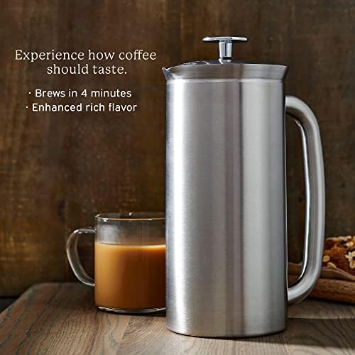 ESPRO - P7 French Press - Double Walled Stainless Steel Insulated Coffee and Tea Maker with Micro-Filter - Keep Drinks Hotter for Longer (Brushed Stainless Steel, 32 Oz) Cleaning Powder - Image 3
