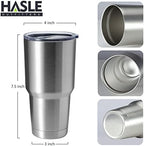 HASLE OUTFITTERS 30oz Stainless Steel Tumbler, Double Wall Vacuum Insulated Travel Mug Tumbler, Durable Insulated Coffee Mug, Gift Box Set (Silver, 8) - Image 3