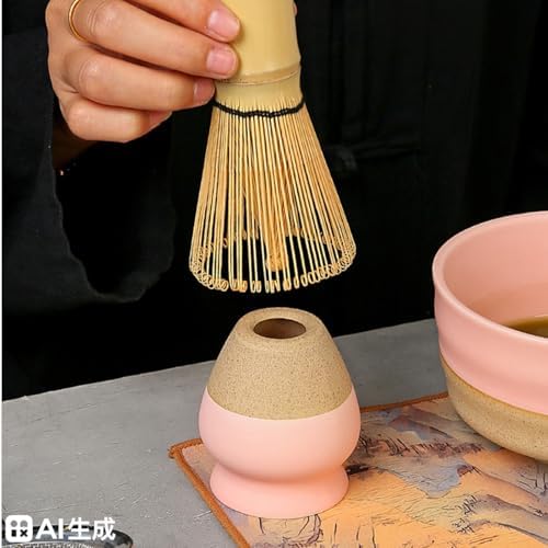 7Pcs Japanese Matcha Whisk Set, Ceramic Matcha Kit with Matcha Bowl,Matcha Whisk, Scoop, Sifter, Whisk Holder Unique Gifts for Matcha Lovers,Gift Box Packaging (Pink) - Image 6