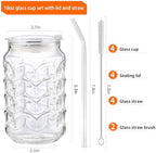 Jiuchen 4-Pack 18oz Borosilicate Glass Cups with Leakproof Lids & Straws,Multi-Use Tumblers for Office and Home - Iced Coffee, Smoothies, Cocktails, Juice, Iced Tea & Protein Shakes, Dishwasher Safe - Image 2