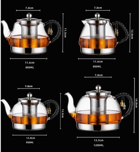 Induction Cooker Special Glass Teapot With Cool Handle, Heat Resistant Borosilicate Glass Teapot With Stainless Steel Inner Filter,tea Kettle Stovetop Glass Flower T A-1.4L - Image 3