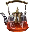 Glass Teapot 1L Glass Teapot With Removable Infuser Filterable Household Heat-resistant Steamed Tea Brewed Transparent for Loose Tea(Electroplating color) by Unknown