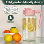 Mason Jar Pitcher, 2 pcs 64 oz (2 quart), Glass Pitcher with Lid - Image 5