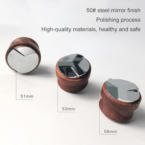 Espresso Distributor 51mm 53mm 58mm Adjustable Coffee Distributor & Tamper Tool, Espresso Leveler with Beech Wood Handle, 50# Steel Base Barista Coffee Accessories for Portafilter - Image 2
