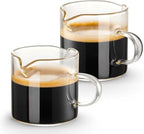 Espresso Cups Set of 2, 4 OZ Double Spouts Cups, Shot Glasses, Milk Cup with Handle, Clear Glass, Espresso Accessories for Machine, Small by Unknown