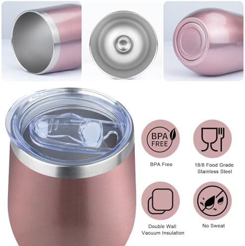 MEZMUT 12oz Insulated Wine Tumbler Bulk with Lid Wine Glass(Mixed,6 Pack) - Image 3