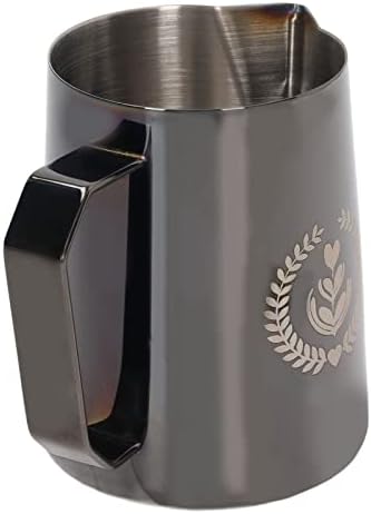 Milk Frother Cup,Frothing Jug Pitcher 600ml Food Grade Stainless Steel Milk Frother Cup Eagle Spout Milk Frothing Jug Silver For cappuccino kettle coffee pot latte coffee cup creamer cups(Black A) - Image 3