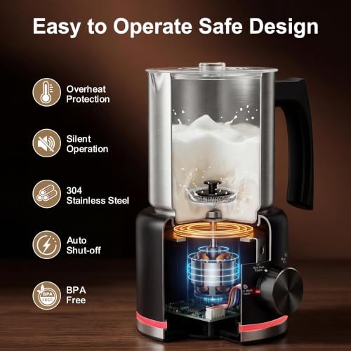 Milk Frother, 16.9 OZ Electric Milk Frother and Steamer, Black - Image 4