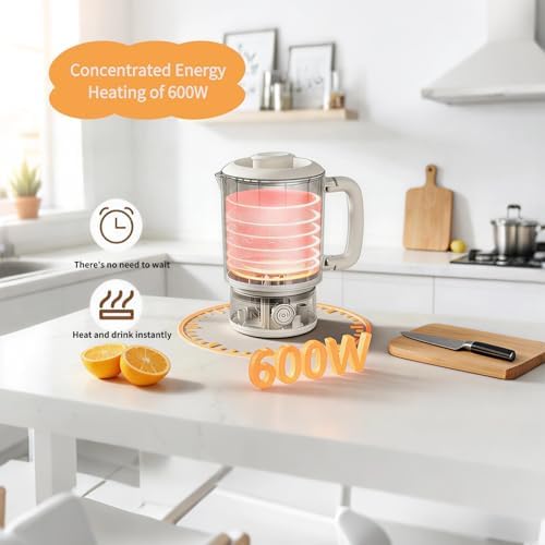 Travel Electric Kettle, 600ml Portable Hot Water Boiler, 600W Fast Heating with Smart Temperature Control for Trips, Camping, and Outdoor Use (US Plug, 110V) - Image 3