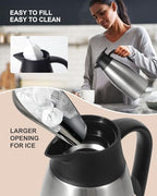 70Oz Thermal Coffee Carafe for keeping hot, 2 PCS Updated Carafe for hot liquid, Insulated Coffee Carafe Stainless Steel Thermal Pot for Coffee, Hot Water,Keep Hot 12 Hours (silver+silver) - Image 4