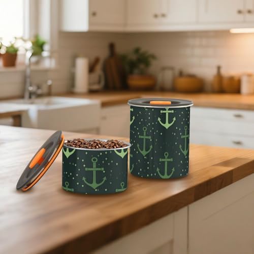 Ocean Green Vector Design Designed Food Storage Containers With Lids Stainless Steel Pantry Organization And Storage Push Button Canister Airtight - Image 7
