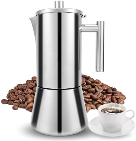 Gugxiom Stovetop Espresso Maker, 12Cup 17.5 oz Moka Pot, Stainless Steel Italian Coffee Machine Maker, Cuban and Italian Coffee Maker, Coffee Gift for Home Travel by MakeLifeBetter