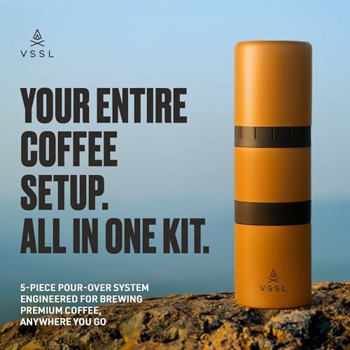 VSSL - Nest Pour Over Coffee Kit | Coffee Maker for Camping | All-In-One Travel Pour Over | Transportable Dripper, Two 10oz Stainless Steel Travel Mugs | Compact Storage & Adventure Ready | Sahara - Image 3