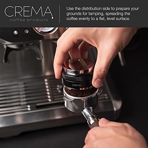 CREMA Coffee Products 53.3mm Hand Tamper & Coffee Distributor | Compatible with Breville Portafilters | Double-Sided, Adjustable Depth Tool | Made with Durable 304 Stainless Steel | Black - Image 3