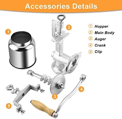 Cast Iron Manual Grain Grinder Adjustable for Corn Coffee Wheat Nut, 2 PCS - Image 6