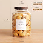 CZHQSMZ Set Of 2 Large Glass Jar with Wooden Lid with 132 Labels, Glass Storage Jars for Flour Pasta Candy Coffee Cookie and More(70 FL OZ/2000 ml) - Image 3