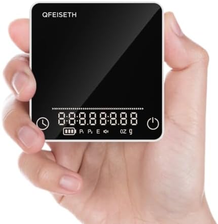 Mini Coffee Scale with Timer, 0.1g/2kg Rechargeable Espresso Scale, 4 Brewing Modes with Auto Tare and Real-Time Brew Ratio, Compact Digital Brewer for Pour-Over, White by KeepF