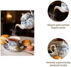 22oz Floral Ceramic Teapot (Suitable for 1 to 3 people) – Vintage Gold Rim Porcelain Tea Pot for Loose Leaf, Blooming Tea & Coffee, Elegant Teapot for Tea Party, Flower Design (China Flower) - Image 6