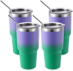 Volhoply 30oz Insulated Tumbler with Lid and Straw, Double Wall Inner & Outer 304 Stainless Steel Tumblers Bulk, Powder Coated Coffee Cup for Office, Home, Travel (Purple Green,4 Pack) by LiveFully%EF%BC%8CDrinkFreely%E2%80%94KeepGoingwithVolhoply%EF%BC%81