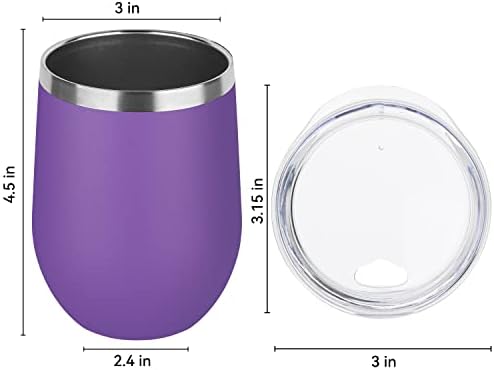 DOMICARE Stainless Steel Wine Tumbler Bulk with Lid, Personalized Insulated Tumblers Set, 12oz Travel Coffee Cups Pack of 8, Purple - Image 4