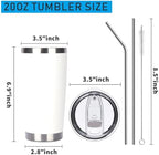 Pandance 20oz Stainless Steel Insulated Tumblers Bulk, White, 12 Pack - Image 2