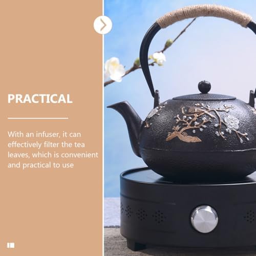 Cast Iron Tetsubin Tea Pot with Infuser Vintage Japanese Style Iron Teapot Sturdy Stovetop Safe for Loose Leaf Tea Brewing at Home Or Tearoom - Image 3