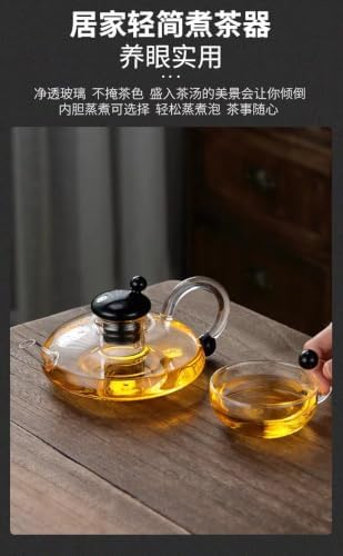 Nordic Camellia Glass Teapot High Borosilicate 520ml (Black And Clear) - Image 4