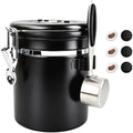ShanSon Coffee Canister Airtight, Stainless Steel Bean Storage Container with Date Tracker & Scoop, Grounds Sugar Flour Tea Cereal Fits Kitchen Pantry, Ideal Gift for Coffee Lovers,16oz, Black by ShanSon
