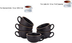 Coffeezone Set of 6 Cups Vintage Design 12 oz Professional Barista Ceramic Latte Art Cappuccino Cups Set (Rough Black * 6) - Image 4